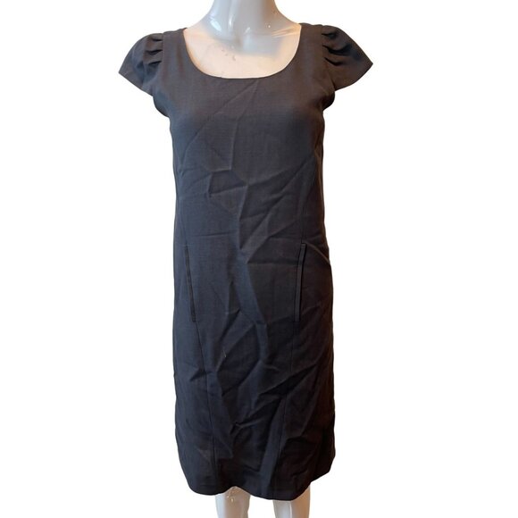J. Crew Women Shift Dress Wool Cap Sleeve Round Neck Back Zip Charcoal Gray Sz 0 - Picture 1 of 5